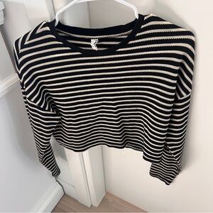 Only Black and Cream Striped Long Sleeve Top